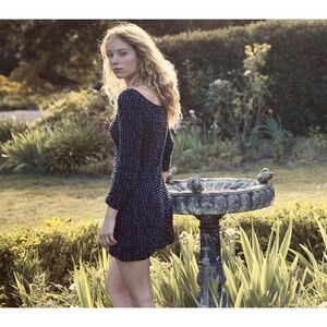 NEW Doen solandis hand knit mini dress Navy Large